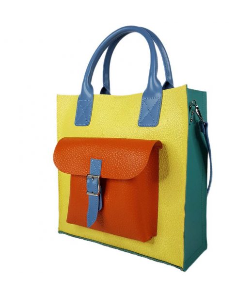 Сумка женская "ГАРДА" натуральная кожа, желтый/бирюза/оранжевый/голубой