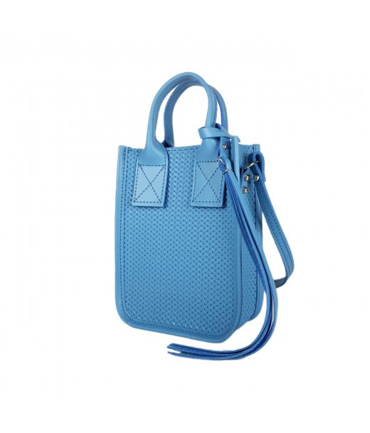 Сумка жіноча "Амелі"" натуральна шкіра, блакитна з тисненням плетінка Сумка жіноча "Амелі"" натуральна шкіра, блакитна з тисненням плетінка