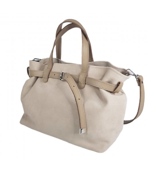 Сумка жіноча "Хлоя" натуральна шкіра,бежева (слонова кістка) флотар/замша