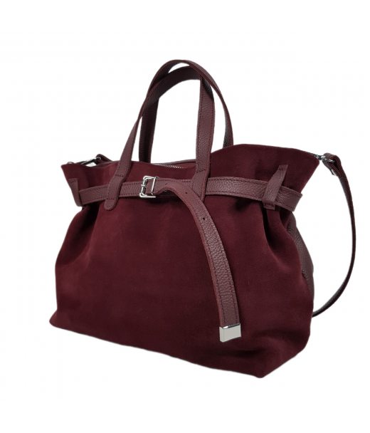 Сумка жіноча "Хлоя" натуральна шкіра, бордовий (бургунді) флотар/замша