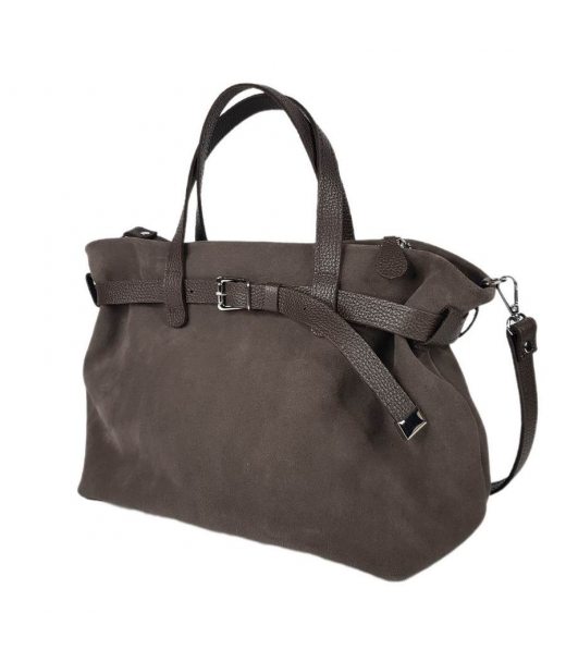 Сумка жіноча "Хлоя" натуральна шкіра, коричневий (капучино) флотар/замша