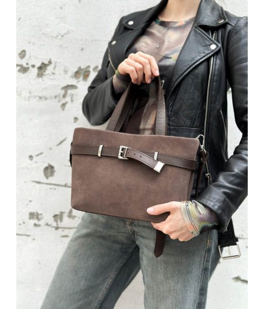 Сумка женская "Лолита" натуральная кожа и замш, коричневая  (капучино)