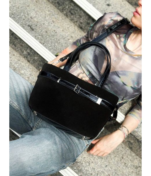 Сумка женская "Лолита" натуральная кожа и замш, черная Сумка женская "Лолита" натуральная кожа и замш, черная