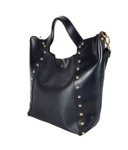 Сумка женская "ХОЛЛИ" натуральная кожа, черная с тиснением под плетенку Сумка женская "ХОЛЛИ" натуральная кожа, черная с тиснением под плетенку