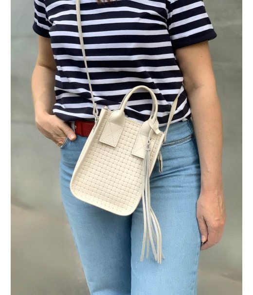 Сумка женская "Амели"" натуральная кожа, слоновая кость с тиснением венетто Сумка женская "Амели"" натуральная кожа, слоновая кость с тиснением венетто