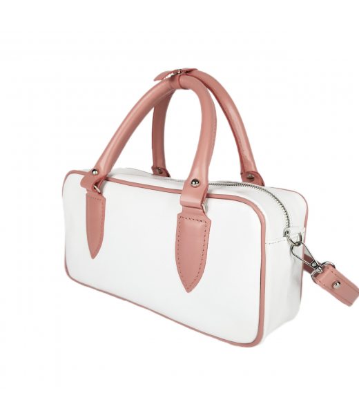 Сумка жіноча "Бріджит" натуральна шкіра, колір біла/рожевий Сумка жіноча "Бріджит" натуральна шкіра, колір біла/рожевий