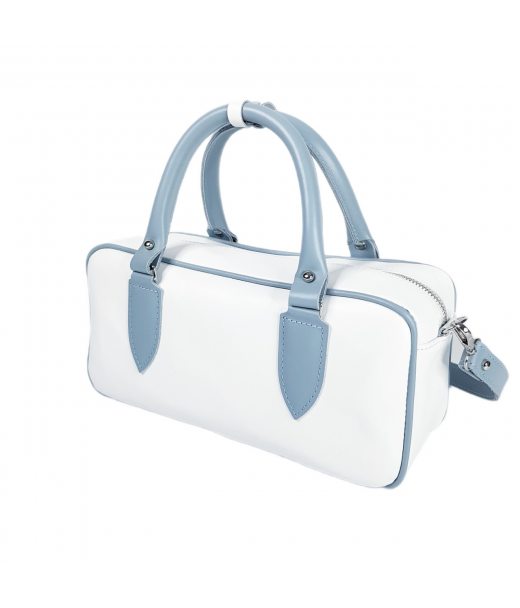 Сумка жіноча "Бріджит" натуральна шкіра, колір біла/блакитна Сумка жіноча "Бріджит" натуральна шкіра, колір біла/блакитна