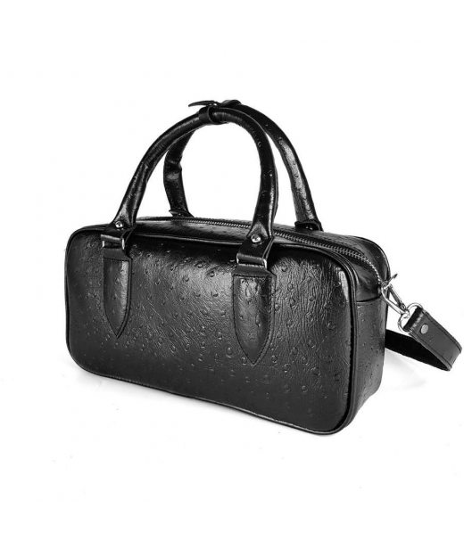 Сумка жіноча "Бріджит" натуральна шкіра страуса (тиснення), чорний Сумка жіноча "Бріджит" натуральна шкіра страуса (тиснення), чорний