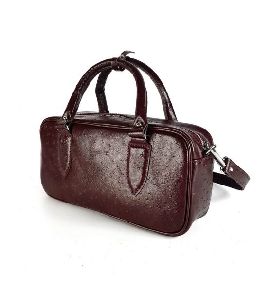 Сумка жіноча "Бріджит" натуральна шкіра страус (тиснення),бургунді Сумка жіноча "Бріджит" натуральна шкіра страус (тиснення),бургунді