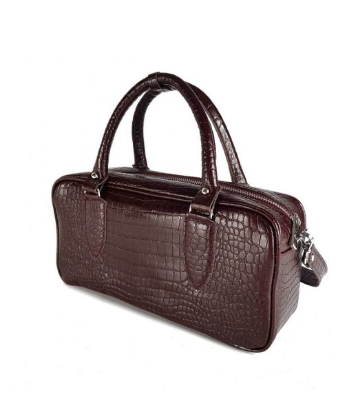 Сумка жіноча "Бріджит" натуральна шкіра, бургунді, тиснення під крокодил Сумка жіноча "Бріджит" натуральна шкіра, бургунді, тиснення під крокодил