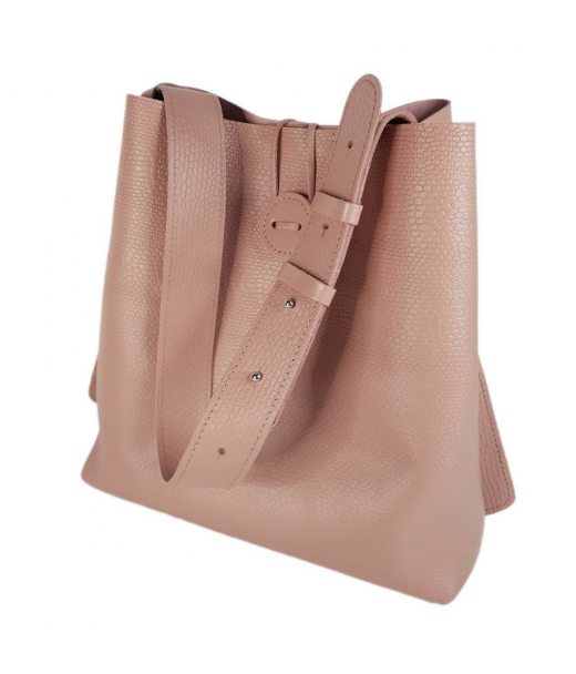 Сумка-шопер "Барбара" натуральная кожа, розовая тиснение рептилия Сумка-шопер "Барбара" натуральная кожа, розовая тиснение рептилия