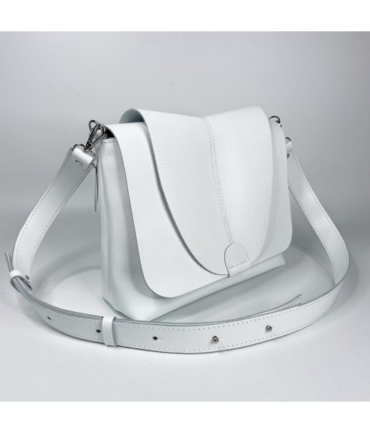 Сумка женская "Мишель" натуральная кожа, белая ,тиснение рептилия Сумка женская "Мишель" натуральная кожа, белая ,тиснение рептилия