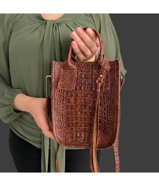 Сумка жіноча "Амелі"" натуральна шкіра, рижа під крокодила Сумка жіноча "Амелі"" натуральна шкіра, рижа під крокодила