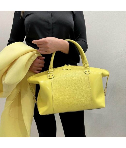 Сумка жіноча "Верона" натуральна шкіра,жовта з тиснення перли