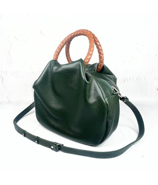 Сумка жіноча "Юта" натуральна шкіра, зелена флотар