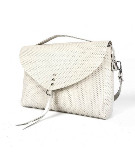 Сумка женская "Дороти" натуральная кожа, слоновая кость  плетенка