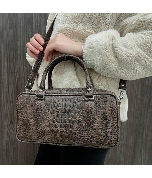 Сумка жіноча "Бріджит" натуральна шкіра,коричнева, тиснення під крокодила Сумка жіноча "Бріджит" натуральна шкіра,коричнева, тиснення під крокодила