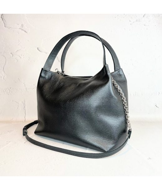 Сумка жіноча "Жаклін-плюс" натуральна шкіра, сірий металік флотар