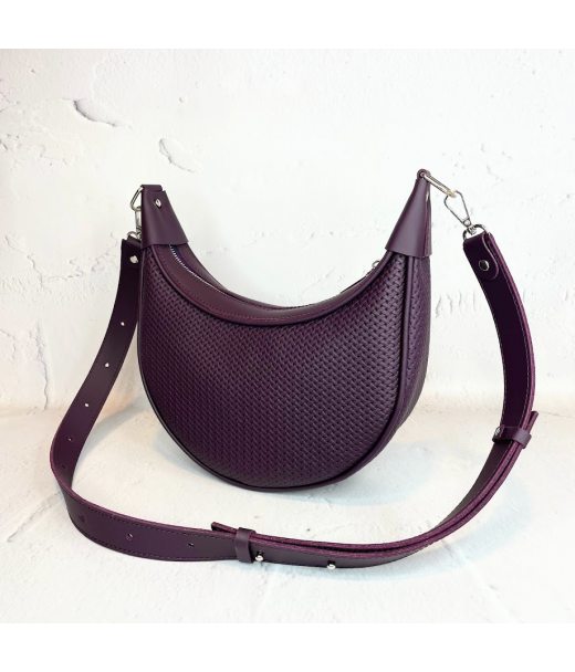Сумка жіноча "Селена" натуральна шкіра , фіолетова (баклажан) з тисненням під рептилію