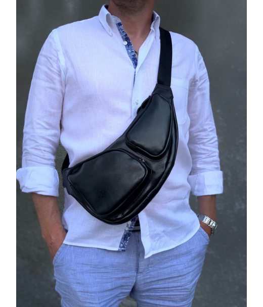 Сумка-бананка чоловіча "Вікінг" натуральна  шкіра, чорний матова Сумка-бананка чоловіча "Вікінг" натуральна  шкіра, чорний матова