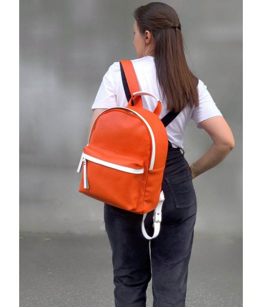 Рюкзак чоловічий "Баггі" натуральна шкіра, колір помаранчовий