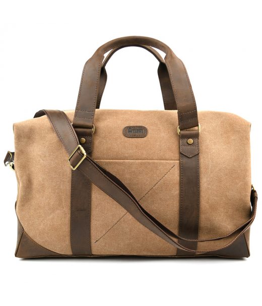 Дорожня спортивна сумка TARWA RCc-0320-4lx з кавового канвасу та шкіри крейзі хорс