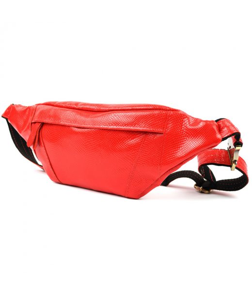 Шкіряна сумка бананка червона шкіра під змію TARWA GR-455-3md Шкіряна сумка бананка червона шкіра під змію TARWA GR-455-3md