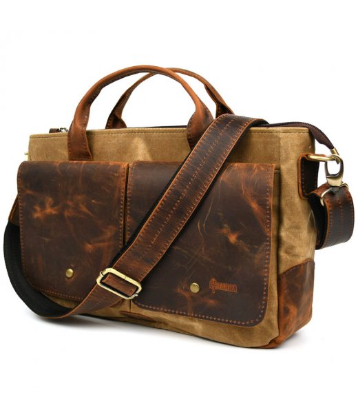 Мужская сумка из вощеного канваса и лошадиной кожи TARWA RYW-3990-3md Мужская сумка из вощеного канваса и лошадиной кожи TARWA RYW-3990-3md