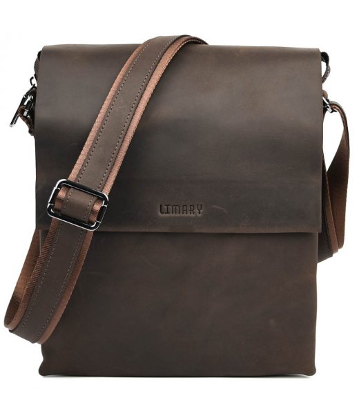 Чоловіча сумка через плече на три відділення велика Limary Lim-373RC крейзі хорс