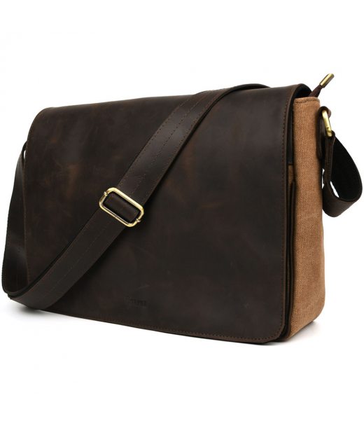 Сумка чоловіча через плече зі шкіри та канвасу TARWA RCC-1047-3md