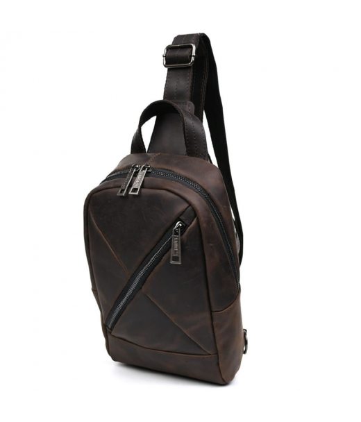Рюкзак слінг шкіряний з кишенями TARWA RC-6020-3md коричневий крейзі хорс Рюкзак слінг шкіряний з кишенями TARWA RC-6020-3md коричневий крейзі хорс
