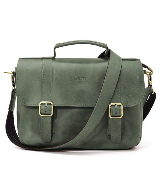 Чоловіча сумка-портфель на плече із ручкою TARWA RE-6008-3md зелена
