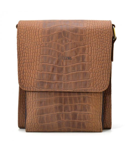 Шкіряна сумка через плече RepC-3027-4lx бренду TARWA коричневий колір рептилія Шкіряна сумка через плече RepC-3027-4lx бренду TARWA коричневий колір рептилія
