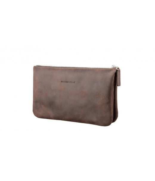 Барсетка мужская клатч, матовая кожа, шоколад Grande Pelle 705120