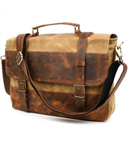 Чоловічий портфель з канвасу та шкіри наппа TARWA RYw-3920-3md