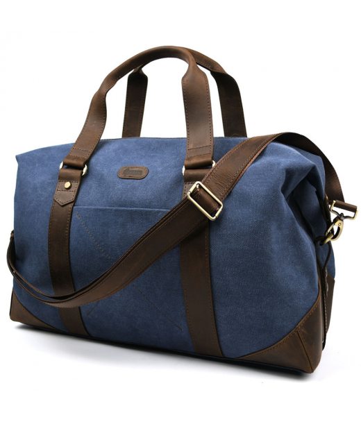 Дорожня спортивна сумка TARWA RCk-0320-4lx із синього канвасу та шкіри крейзі хорс Дорожня спортивна сумка TARWA RCk-0320-4lx із синього канвасу та шкіри крейзі хорс