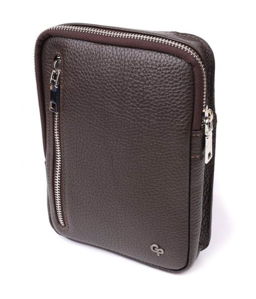 Прямокутна сумка бананка із зернистої натуральної шкіри GRANDE PELLE 22878 Коричнева Прямокутна сумка бананка із зернистої натуральної шкіри GRANDE PELLE 22878 Коричнева