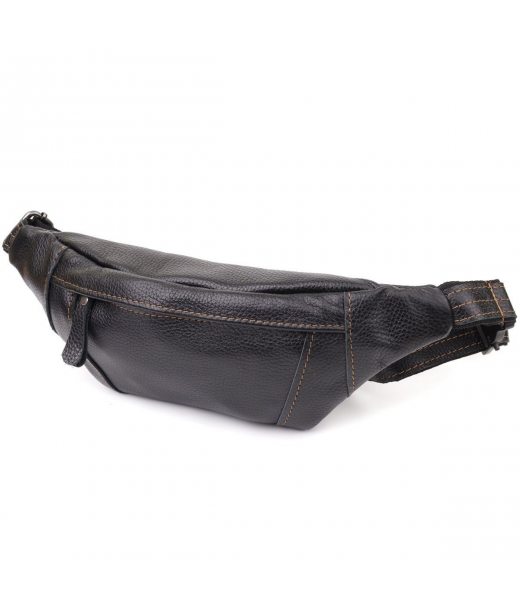 Приваблива сумка-бананка для чоловіків з натуральної шкіри зернистої Shvigel 23127 Чорний Приваблива сумка-бананка для чоловіків з натуральної шкіри зернистої Shvigel 23127 Чорний