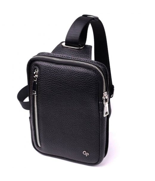 Прямокутна сумка бананка з якісної натуральної шкіри GRANDE PELLE 22877 Чорний