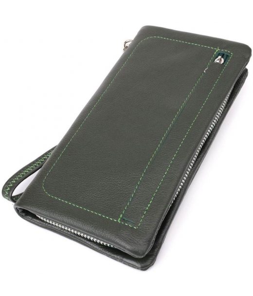 Стильный кошелек-клатч для женщин с отделением под телефон ST Leather 23103 Зеленый