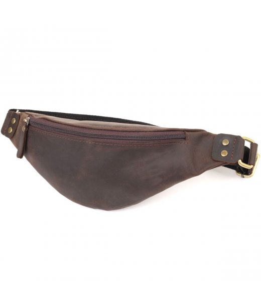 Стильна чоловіча бананка з натуральної вінтажної шкіри Shvigel 23130 Коричневий