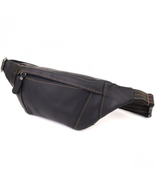 Стильна сумка-бананка для чоловіків із натуральної вінтажної шкіри Shvigel 23120 Чорний