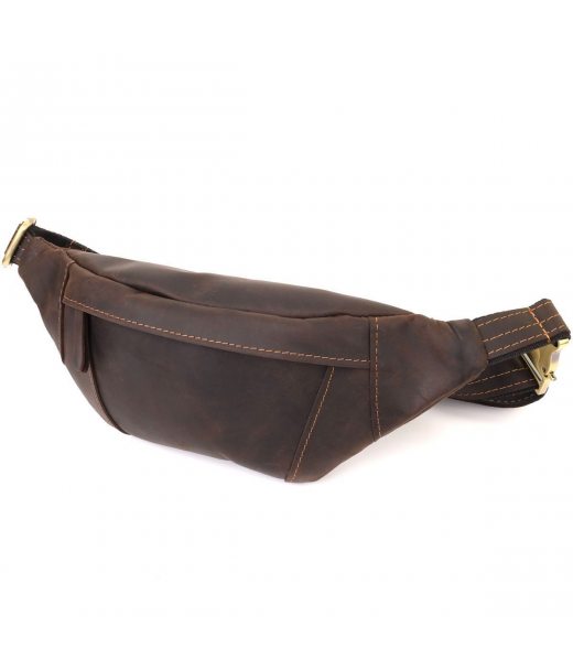 Зручна сумка-бананка для чоловіків із натуральної вінтажної шкіри Shvigel 23121 Коричневий