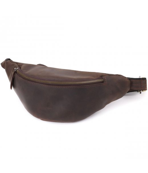 Добротна сумка бананка для чоловіків з натуральної шкіри вінтажної Shvigel 23139 Коричневий