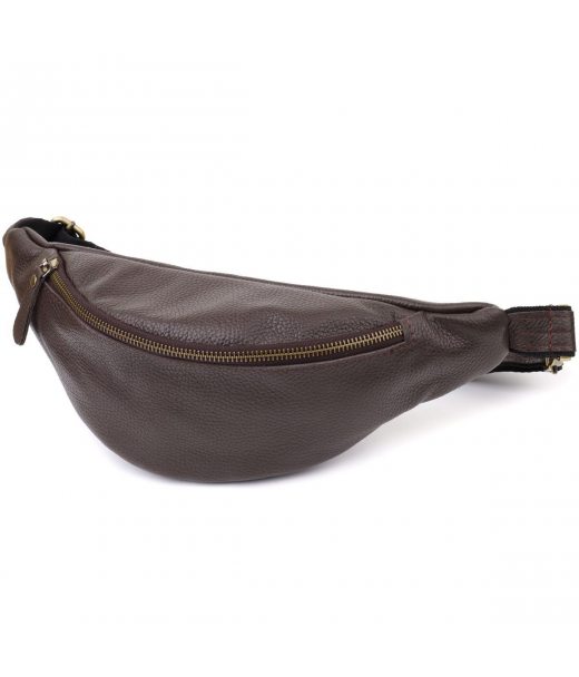 Стильна сумка бананка із зернистої натуральної шкіри Shvigel 23146 Коричневий