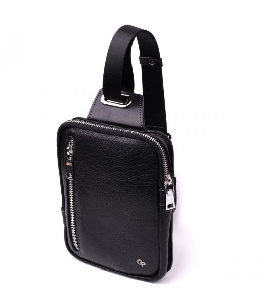 Чоловіча прямокутна сумка бананка із зернистої натуральної шкіри GRANDE PELLE 22879 Чорний Чоловіча прямокутна сумка бананка із зернистої натуральної шкіри GRANDE PELLE 22879 Чорний