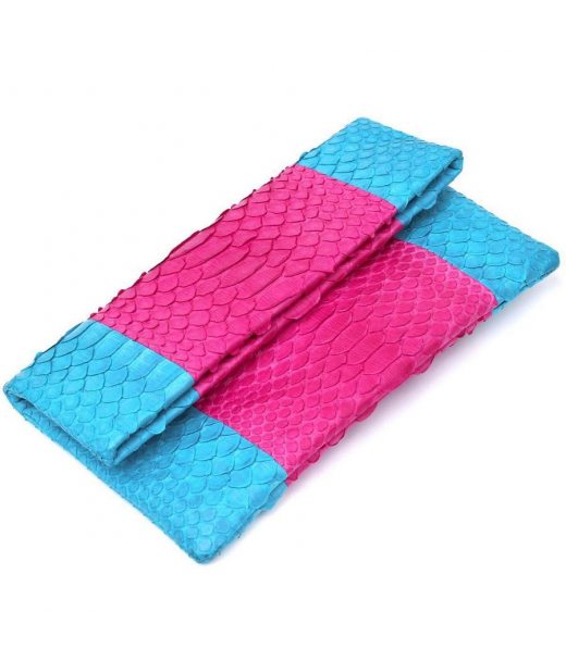 Яркий женский клатч Snake Leather sale_14993 Розовый