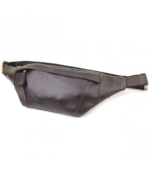 Чоловіча сумка-бананка компактного розміру з натуральної шкіри Shvigel 23126 Коричневий