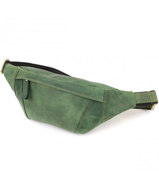 Модна сумка-бананка для чоловіків з натуральної vintage шкіри Shvigel 23124 Зелений