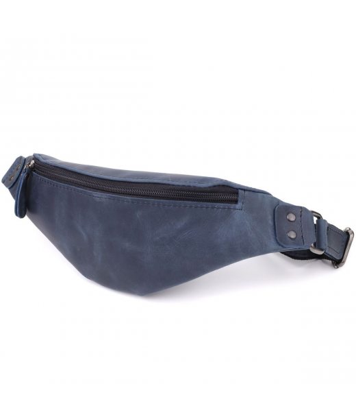 Чоловіча зручна бананка з натуральної вінтажної шкіри Shvigel 23132 Синій